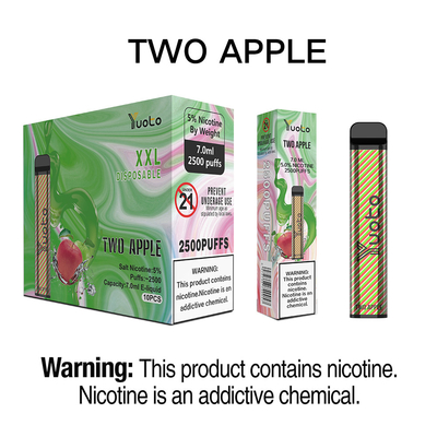 Yuoto 2500 Puffs Flavors Vaporizer Pen Kit 23 Flavors 5% 1200 MAh Battery Disposable Peach Ice