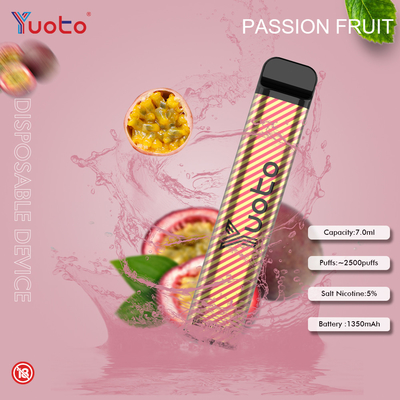 Passion Fruit Yuoto 2500 Puffs Disposable Vape 23 Flavors 1200MAh Battery Capacity