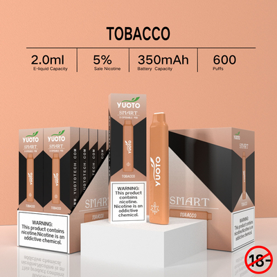 2022 New Coming Multiple Fruity Flavors Yuoto Smart 600 Puffs 5% Nicotine Disposable Vape Pen