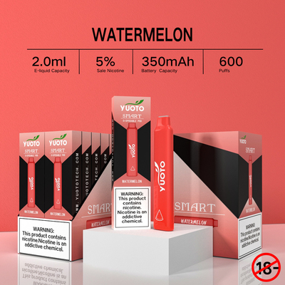 Lightweight 600 Puffs Device Yuoto Smart Disposable Vape 2ML E Liquid