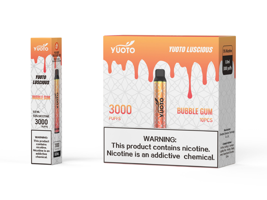 Yuoto Luscious Disposable Fruit Electronic Cigarette bulk cheap Bubble Gum Ice 1350mAh Battery