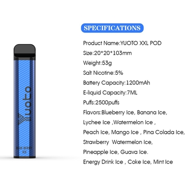 Yuoto Top Selling Disposable E Cigarette XXL 2500 Puffs Shisha Pen Mouse Chef 50mg Nicotine