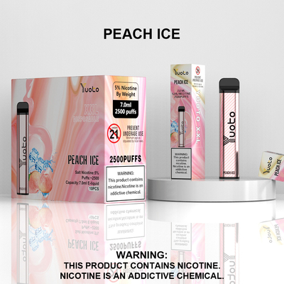 2500 Puffs Disposable Vape Pod Peach Flavor Yuoto XXL Coil 7ml Ejuice 1200mAh Battery from China Factory