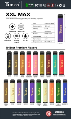mango ice flavor Yuoto xxl Max 3500 Puffs disposable vaporizer  Mesh Coils Leather Surface 9ml