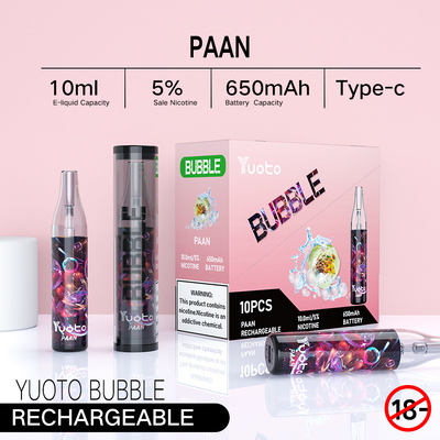 Manual Start Mode 4000 Puffs Yuoto Bubble Rechargeable Juice Capacity 10ml