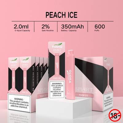 2% Nic 2ML E Liquid Yuoto Smart 600 Puff 350mAh Battery Pen Hookah