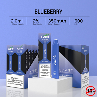 2% Nic 2ML E Liquid Yuoto Smart 600 Puff 350mAh Battery Pen Hookah