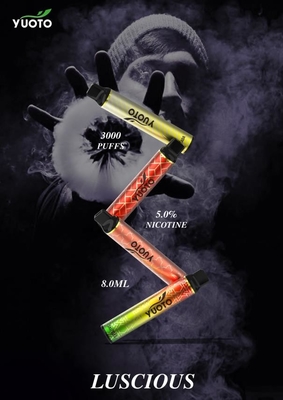 China USA UK Saudi Popular Vape Yuoto Luscious 3000 Puffs 8ml Disposable Vape 5% Nicotine Salt