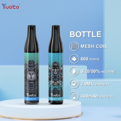 YUOTO Bottle 600 Puffs Disposable Vape Pods Blueberry 2ml 20mg 400mAh Battery TPD UK