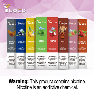 Mix Taste 304 Stainless Steel Yuoto Disposable Vape Pen 5ml 1500 Puffs