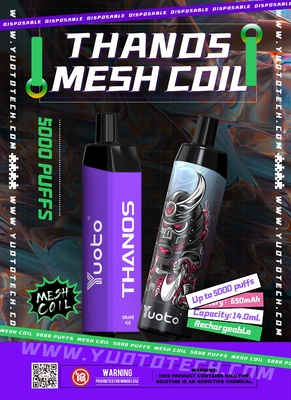 Nicotine Free Disposable E Cigarette , Yuoto Thanos 5000puffs Vape Electronic