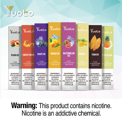 16 Flavors 1500 Puffs Vape 5.0ml Pre Fill E Juice Pre Charge Yuoto Brand