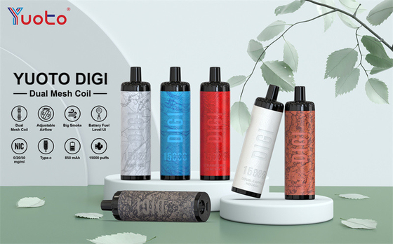 SS304 Pctg Material Yuoto Disposable Vape Yuoto Digi 15000 Puffs Rechargeable