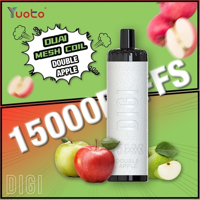 YUOTO Disposable Vape Plastic AL DualMesh Coil 15000 puffs  850mAh Adjustable Airflow 23 Flavors