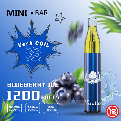 Stainless Steel 1200 Puffs Vape Yuoto Mini Bar Mango Ice Flavor