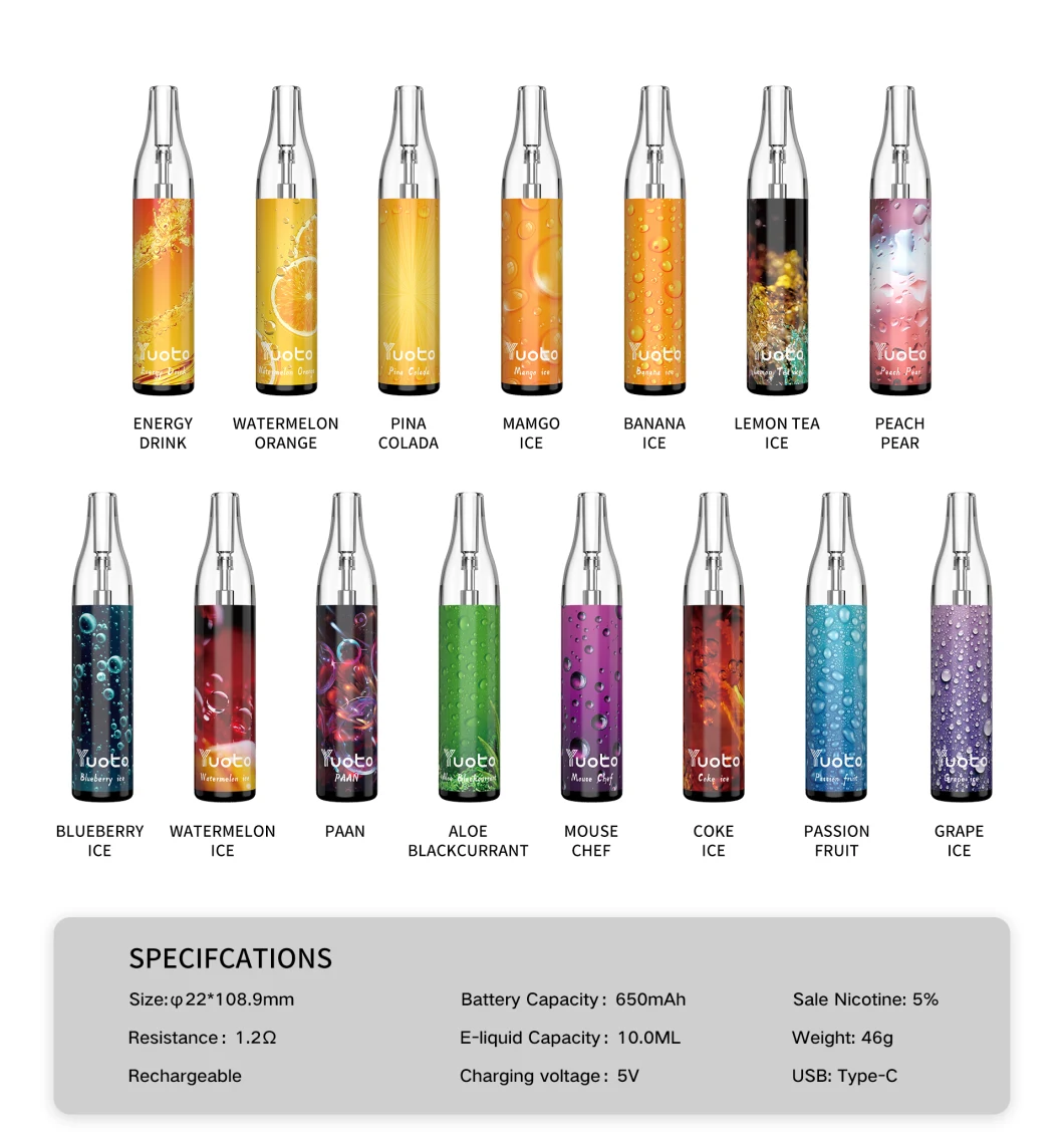 Yuoto Bubble Rechargeable Juice Capacity 10ml Chinese Factory Wholesale Price Rechargeable