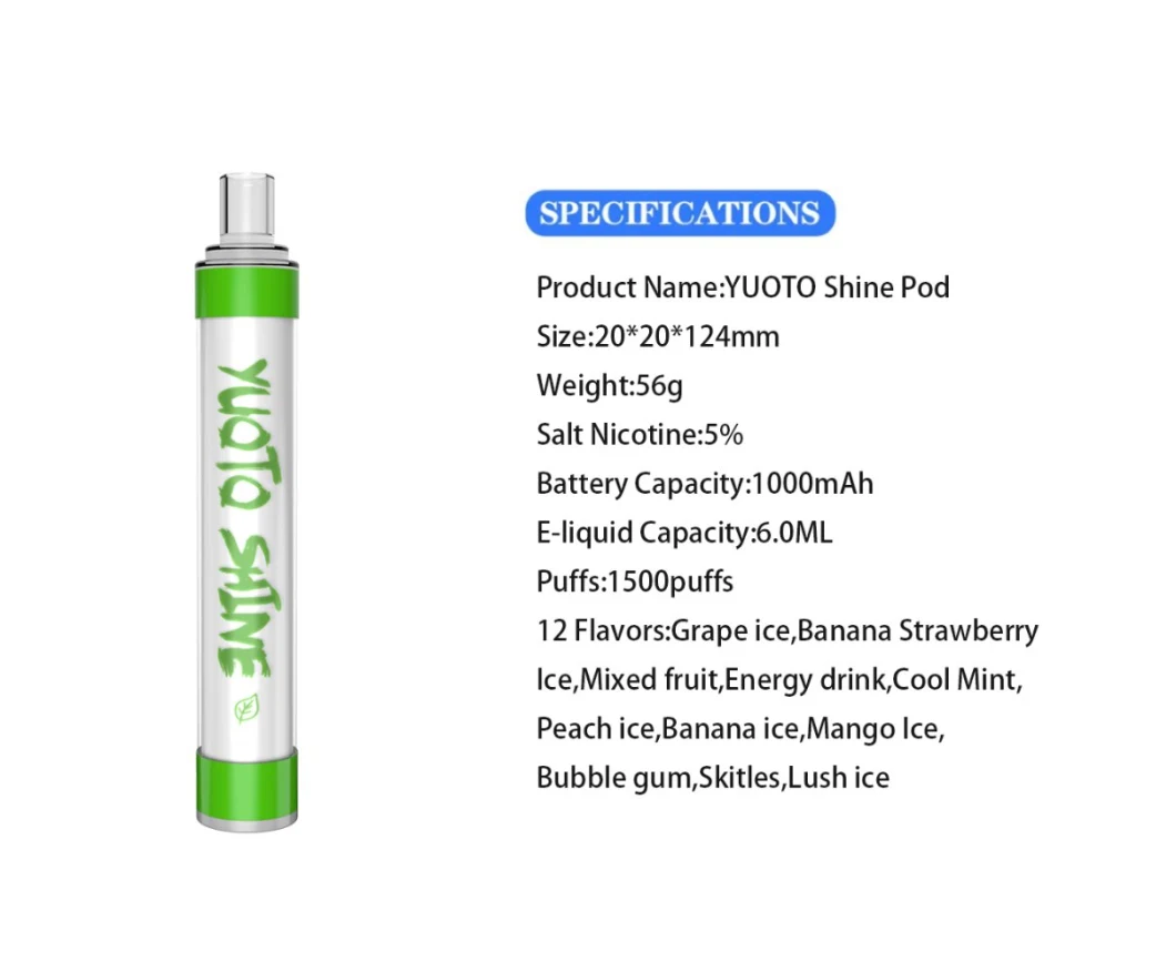 Good Wholesale Prices of Pods with Various Flavours Mini E-Cigarette Disposable Vape Pod for Yuoto Shine 1500puffs