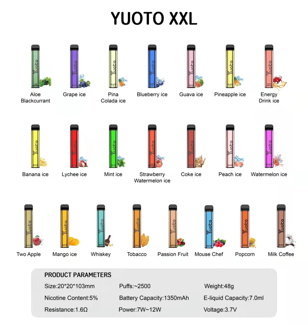 2022 Manufacturer Price Best Seller 2500 Puffs Disposable Pod Yuoto XXL Disposable Vape