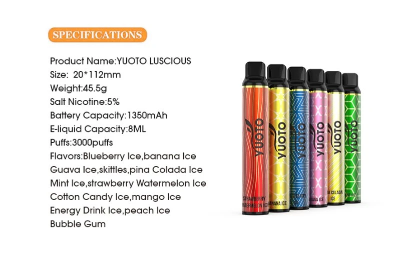 Wholesale Good Price Yuoto 3000 Pupff Pen Electronic Cigarette Lucious Shenzhen E-Cigarette