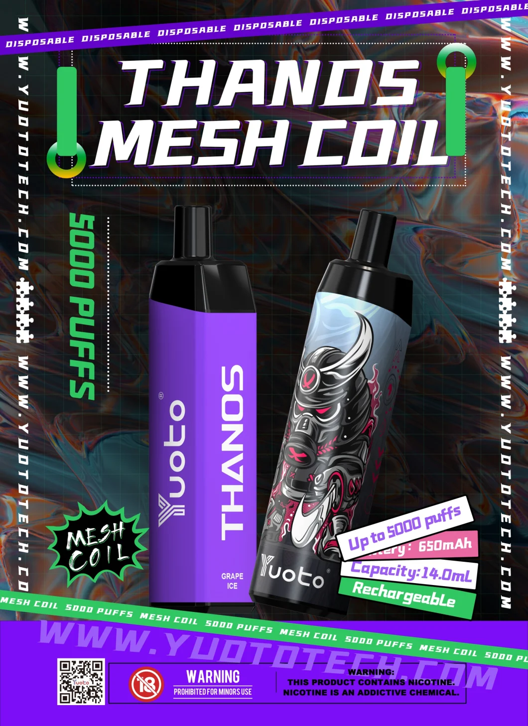 2022 Vape Pen Wholesale Disposable Original Pen Pod Yuoto Thanos 5000 Puffs Vape Juice Electronic Cigarettesc Shisha Electronic Hookah