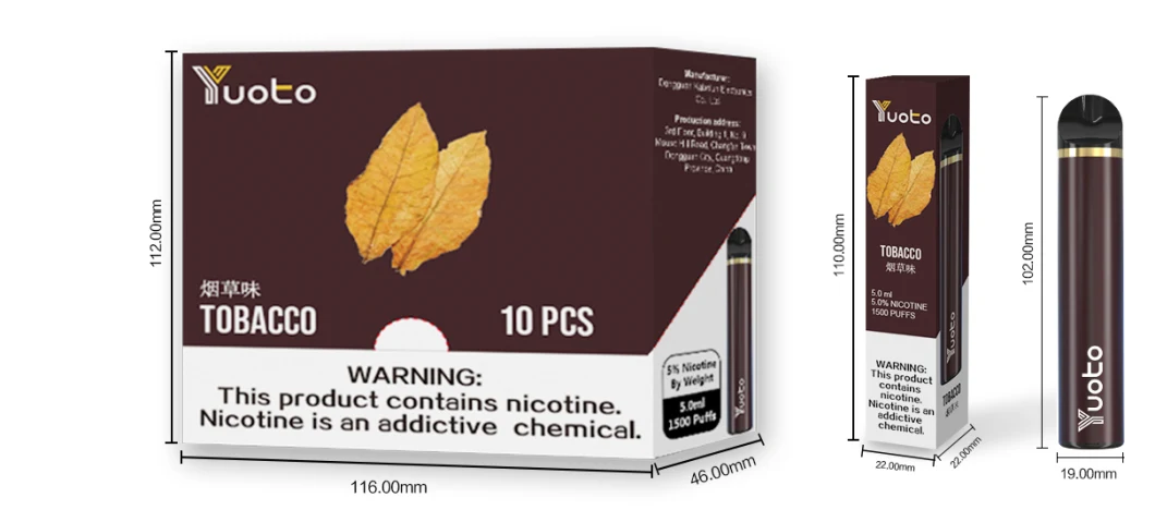 Yuoto Disposable Vape Pen 5ml 1500 Puffs Mix Taste