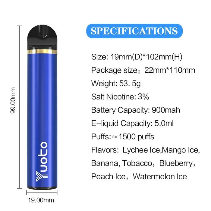 Yuoto Disposable Vape Pen 5ml 1500 Puffs Mix Taste